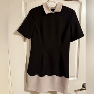 Black and Cream/off white Scalloped Dress